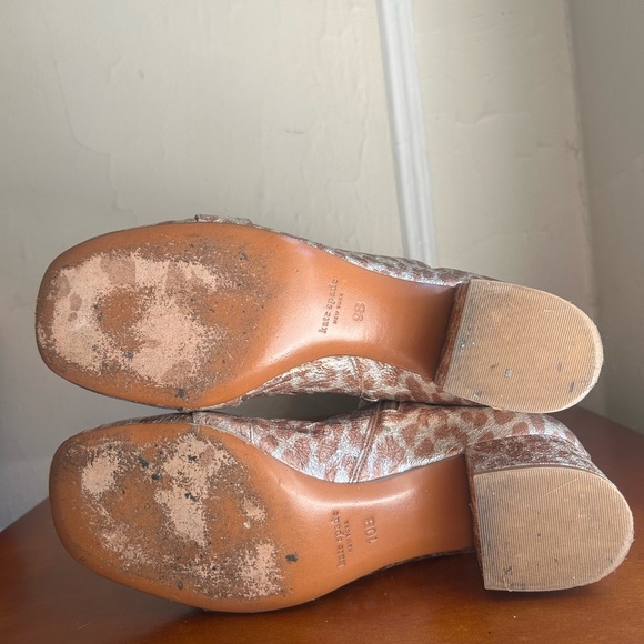 Kate Spade metallic copper and silver leopard print knee-high buckle boots. - Picture 6 of 8